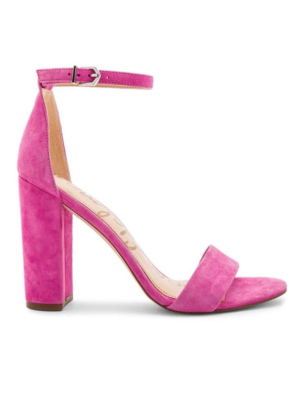 Sam Edelman Yaro ankle strap block heel sandals in hot pink suede. Size 9 EUC